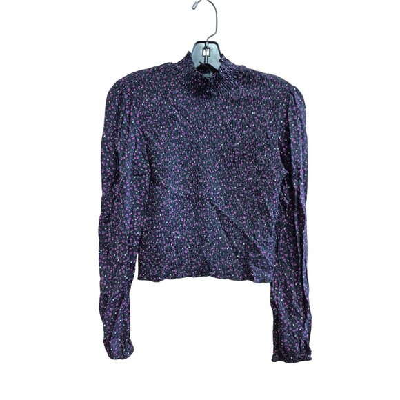 Women's Long-Sleeve High-Neck Blouse Size Small - Picture 1 of 6